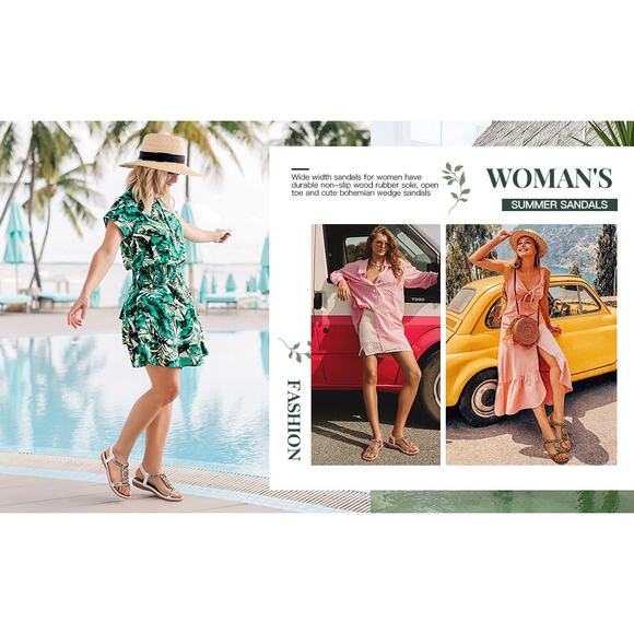 Women’s Boho Flat Sandals Beaded Elastic Strap Summer Dressy Casual Sz 8 - Picture 10 of 12